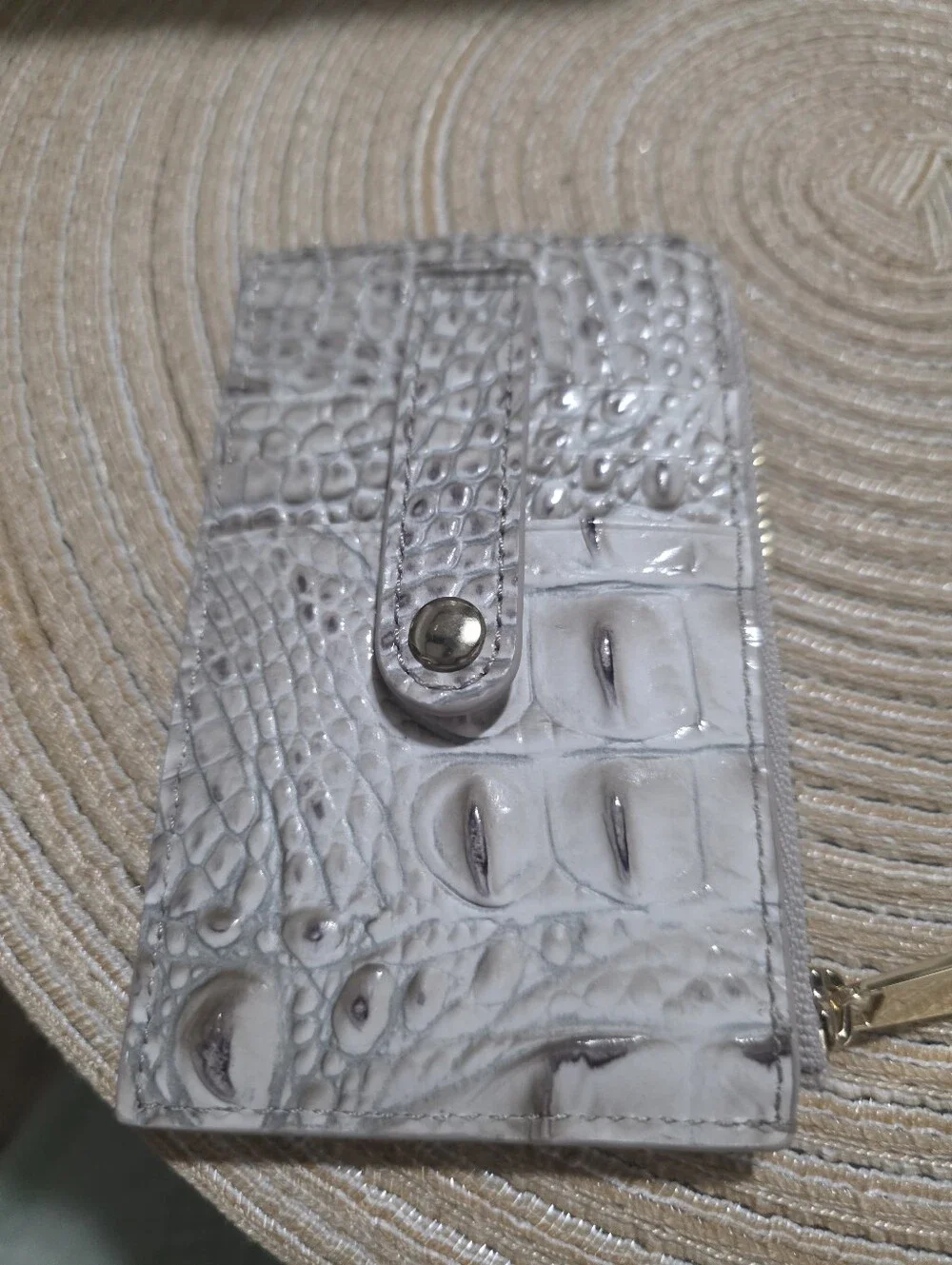 Brahmin Light Gray Croc-Embossed Satchel with Matching Wallet & Coin Pouch